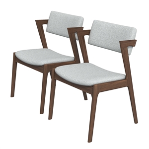 Pemberly Row 17.5&quot Mid-Century Wood/Fabric Dining Chair in Gray (Set of 2)