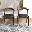 Pemberly Row Mid-Century Faux Leather Dining Chair in Black (Set of 2)