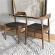 Pemberly Row Mid-Century Faux Leather Dining Chair in Black (Set of 2)