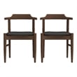 Pemberly Row Mid-Century Faux Leather Dining Chair in Black (Set of 2)