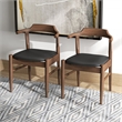 Pemberly Row Mid-Century Faux Leather Dining Chair in Black (Set of 2)