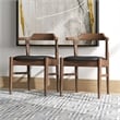 Pemberly Row Mid-Century Faux Leather Dining Chair in Black (Set of 2)