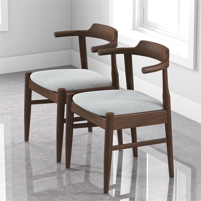 Pemberly Row Modern Polyester Blend Fabric Dining Chair in Gray (Set of 2)