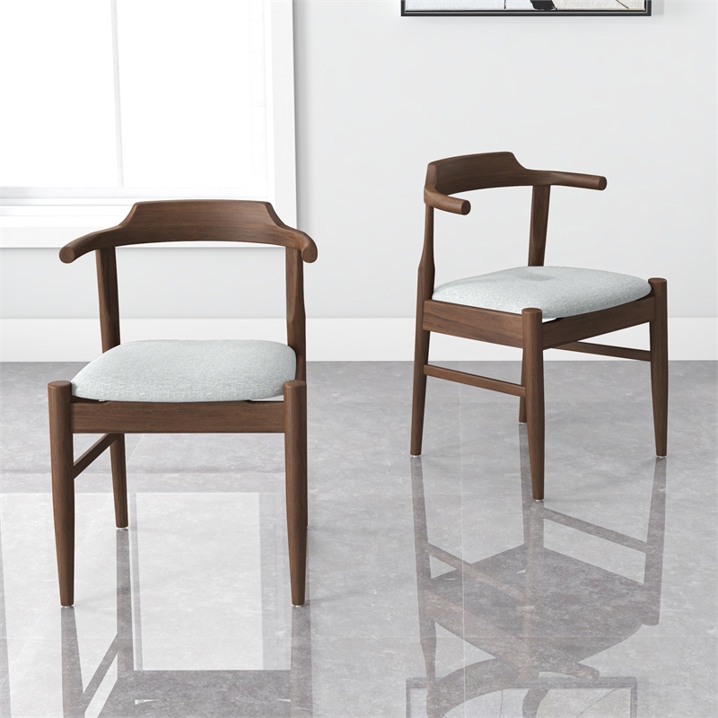 Pemberly Row Modern Polyester Blend Fabric Dining Chair in Gray (Set of 2)