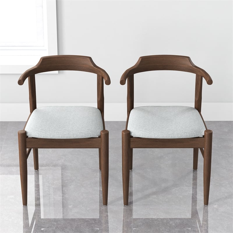 Pemberly Row Modern Polyester Blend Fabric Dining Chair in Gray (Set of 2)