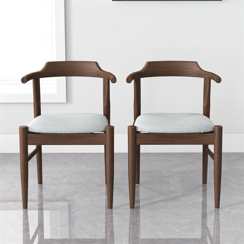 Pemberly Row Modern Polyester Blend Fabric Dining Chair in Gray (Set of 2)