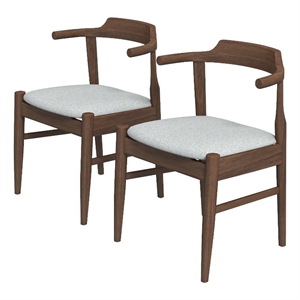 Pemberly Row Modern Polyester Blend Fabric Dining Chair in Gray (Set of 2)