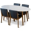 Pemberly Row 5-Piece Oval Dining Set w/ 4 Faux Leather dining chairs in Black