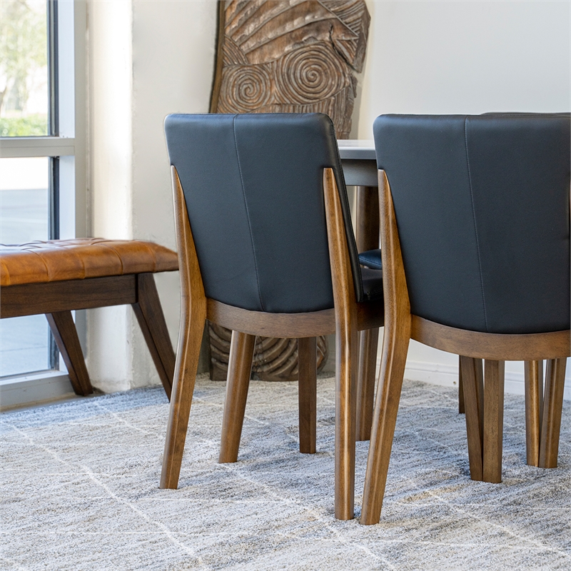 Pemberly Row 5-Piece Oval Dining Set w/ 4 Faux Leather dining chairs in Black