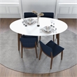 Pemberly Row 5-Piece Mid-Century Solid Wood Oval Dining Set in Blue