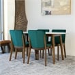 Pemberly Row 5-Piece Modern Oval Dining Set w/ 4 Velvet Dining Chairs in Green