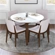 Pemberly Row 5-Piece Modern Round Dining Set w/ 4 Fabric DiningChairs in Beige