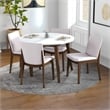 Pemberly Row 5-Piece Modern Round Dining Set w/ 4 Fabric DiningChairs in Beige