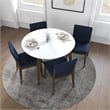 Pemberly Row 5-Piece Mid-Century Dining Set w/ 4 Velvet Dining Chairs in Blue