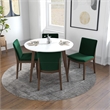 Pemberly Row 5-Piece Modern Round Dining Set w/ 4 Velvet Dining Chairs in Green
