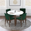 Pemberly Row 5-Piece Modern Round Dining Set w/ 4 Velvet Dining Chairs in Green