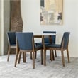 Pemberly Row 5-Piece Mid-Century Dining Set with 4 Fabric dining chairs in Blue