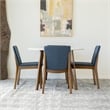 Pemberly Row 5-Piece Mid-Century Dining Set with 4 Fabric dining chairs in Blue