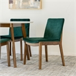 Pemberly Row 5-Piece Modern Round Dining Set w/ 4 Velvet Dining Chairs in Green