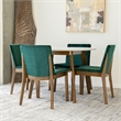 Pemberly Row 5-Piece Modern Round Dining Set w/ 4 Velvet Dining Chairs in Green
