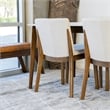 Pemberly Row 5-Piece Mid-Century Dining Set with 4 Fabric Dining Chairs in Beige