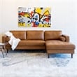 Pemberly Row Mid-Century Leather Cushion Back Right-Facing Sectional in Tan