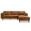 Pemberly Row Mid-Century Leather Cushion Back Right-Facing Sectional in Tan