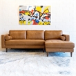 Pemberly Row Mid-Century Leather Cushion Back Right-Facing Sectional in Tan