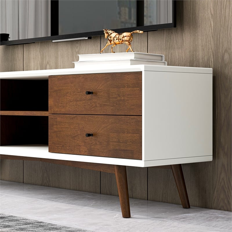 Pemberly Row Mid-Century Solid Wood TV Stand for TVs up to 65