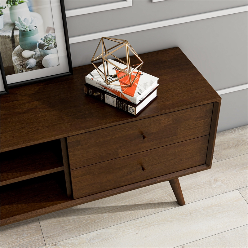 Pemberly Row Mid-Century Solid Wood TV Stand for TVs up to 65
