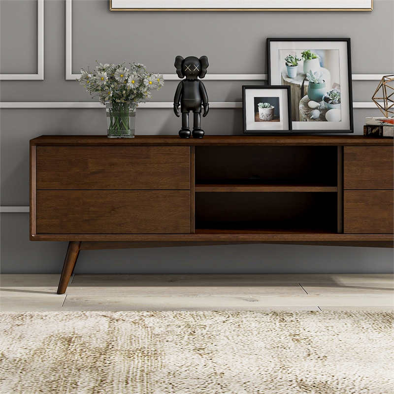 Pemberly Row Mid-Century Solid Wood TV Stand for TVs up to 65