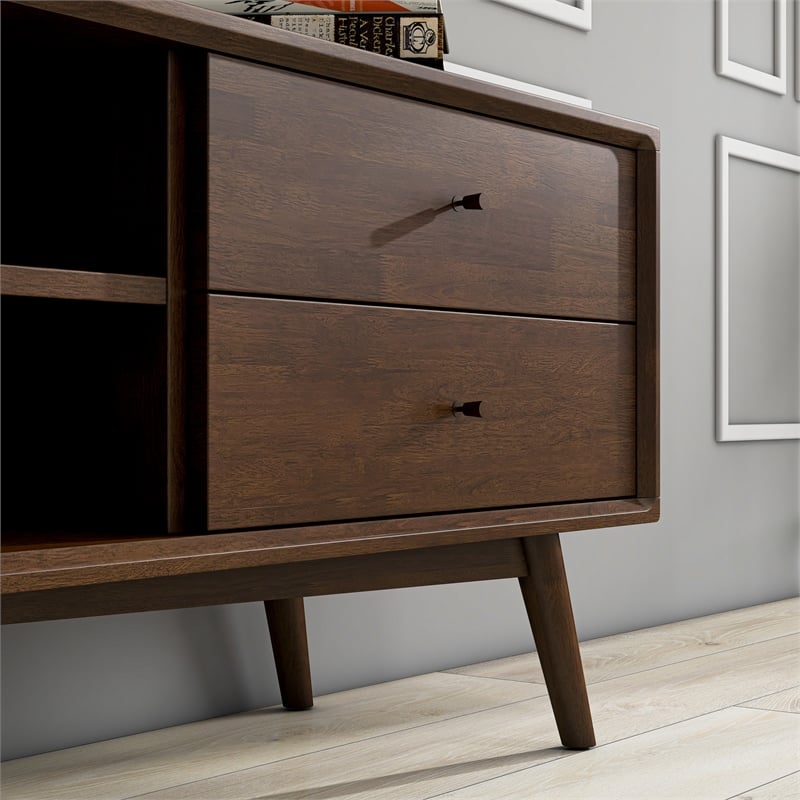 Pemberly Row Mid-Century Solid Wood TV Stand for TVs up to 65