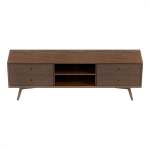 Pemberly Row Mid-Century Solid Wood TV Stand for TVs up to 65&quot in Walnut