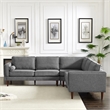 Pemberly Row Mid-Century L-Shaped Pillow Back Fabric Corner Sofa in Dark Gray