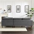 Pemberly Row Mid-Century L-Shaped Pillow Back Fabric Corner Sofa in Dark Gray