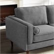 Pemberly Row Mid-Century L-Shaped Pillow Back Fabric Corner Sofa in Dark Gray