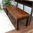 Pemberly Row Mid-Century Rectangular Genuine Leather Bench in Tan