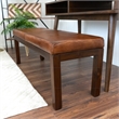 Pemberly Row Mid-Century Rectangular Genuine Leather Bench in Tan