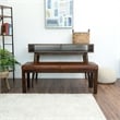 Pemberly Row Mid-Century Rectangular Genuine Leather Bench in Tan