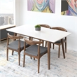 Pemberly Row 5-Piece Mid-Century Dining set with 4 Fabric Dining Chairs in Gray