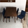 Pemberly Row 5-Piece Mid-Century Dining set w/ 4 Fabric Dining Chairs in Blue