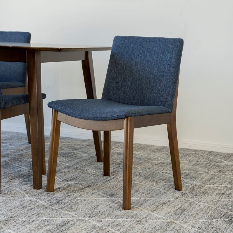 Pemberly Row 5-Piece Mid-Century Dining set w/ 4 Fabric Dining Chairs in Blue