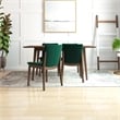 Pemberly Row 5-Piece Mid-Century Dining set w/ 4 Velvet Dining Chairs in Green