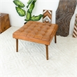 Pemberly Row Mid-Century Square Genuine Leather Ottoman in Tan