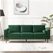 Pemberly Row Mid-Century Modern Pillow Back Velvet Sofa in Green