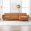 Pemberly Row L-Shaped Genuine Leather Right-Facing Sectional in Tan