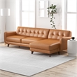 Pemberly Row L-Shaped Genuine Leather Right-Facing Sectional in Tan