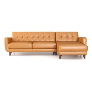 Pemberly Row L-Shaped Genuine Leather Right-Facing Sectional in Tan