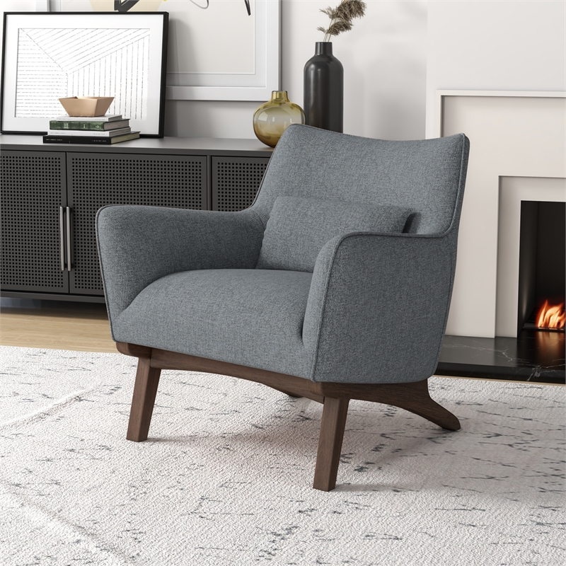 Pemberly Row Mid-Century Tight Back Fabric Upholstered Armchair in Dark Gray