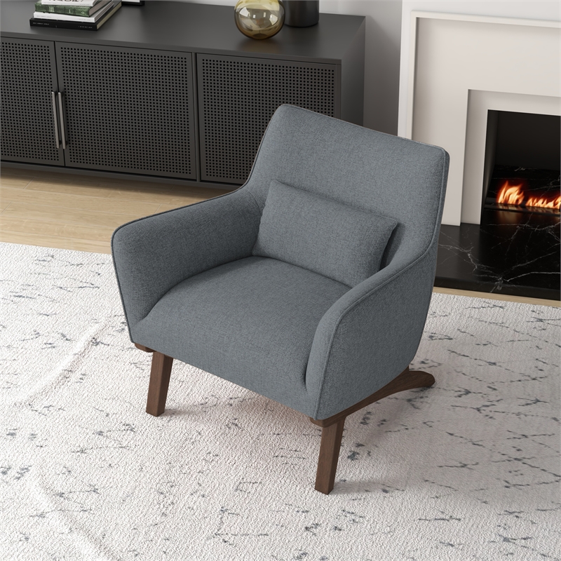 Pemberly Row Mid-Century Tight Back Fabric Upholstered Armchair in Dark Gray
